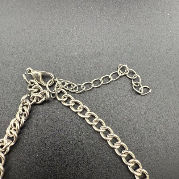 Turquoise Howlite Collar Necklace With Silver-Tone Chain And Dangle Charms For W - Picture 7 of 8